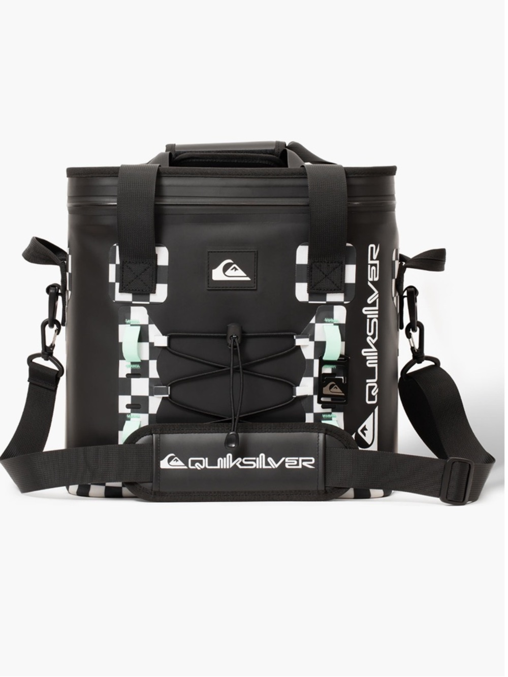 Quiksilver Black Duffel-Style Insulated Cooler Bag with Checker Accent